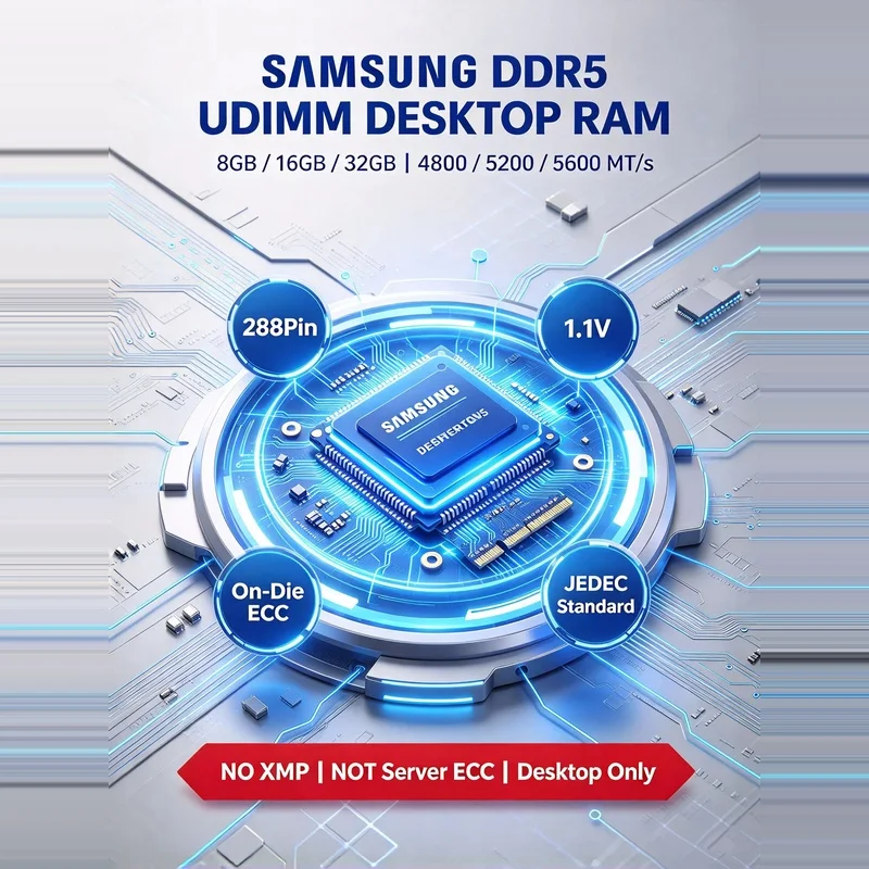 SAMSUNG DDR5 Desktop RAM 8GB 16GB 32GB 5600MHz 5200MHz 4800MHz UDIMM 288Pin 1.1V For Computer Dell Lenovo Asus HP