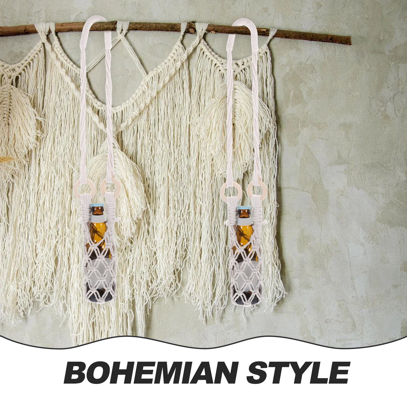 2 шт. плетеных держателя для винных бутылок, регулируемая длина, кухонное украшение