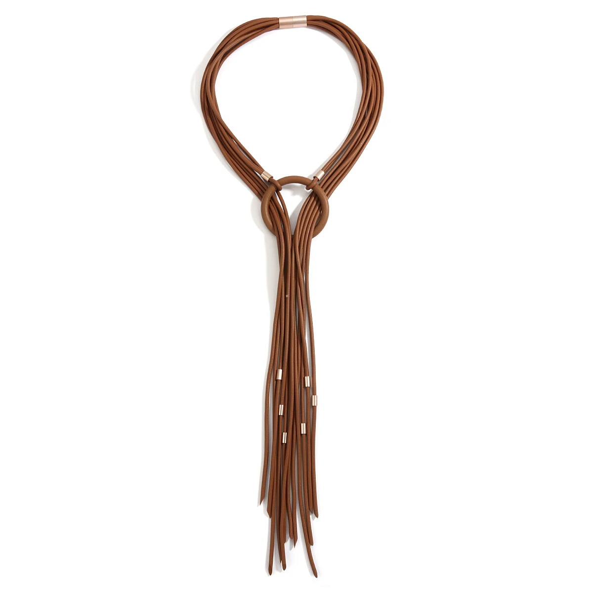 ALLYES Multilayer Handwoven Knotted Leather Necklace for Women Boho Adjustable Long Tassel Necklaces Jewelry Gifts