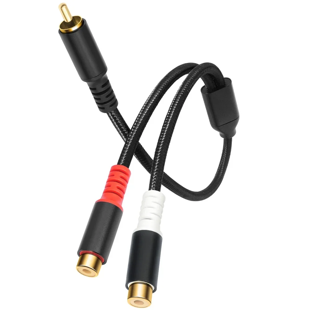 For RCA For Audio Y Adapter Cable 30cm Male Input Dual Female Outputs Gold Plated for AV Equipment Interconnection