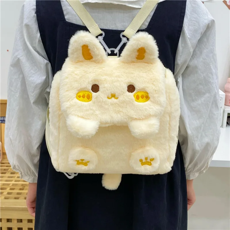 2024 New Rabbit Plush Backpack Adorable Multi functional Large Capacity Crossbody Lightweight Winter Small Bag