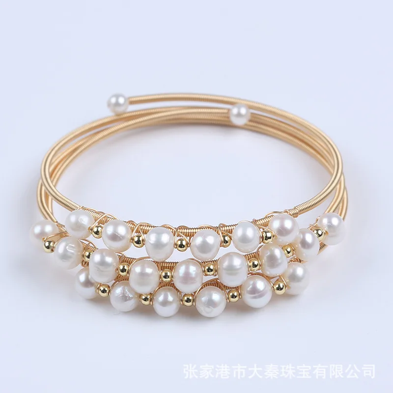 

Многослойный браслет из натурального жемчуга, женские нишевые модные милые аксессуары