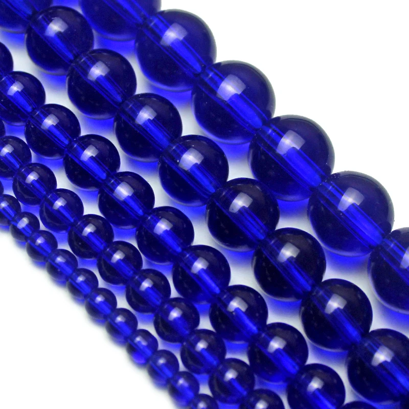 Natural Stone Beads Navy Blue Glass Charm Round Loose Beads For Jewelry Making Needlework Bracelet Necklace DIY 4/6/8/10/12 MM view 3