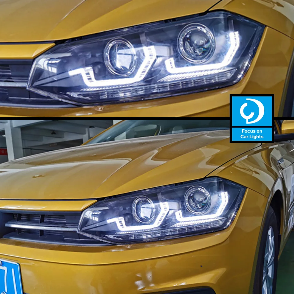 Car Front Headlight Parts for VW Polo 2019-2020 New LED HeadLamp Styling Dynamic Turn Signal Lens Automotive Accessories 2PCS