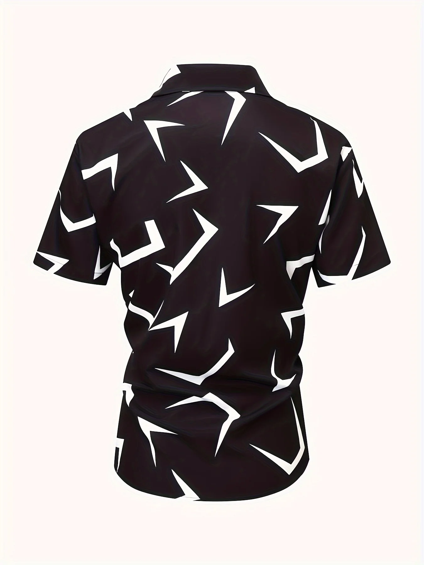 Camisa de manga corta con solapa y botones para hombre, camisa con patrón geométrico totalmente combinable, adecuada para verano al aire libre