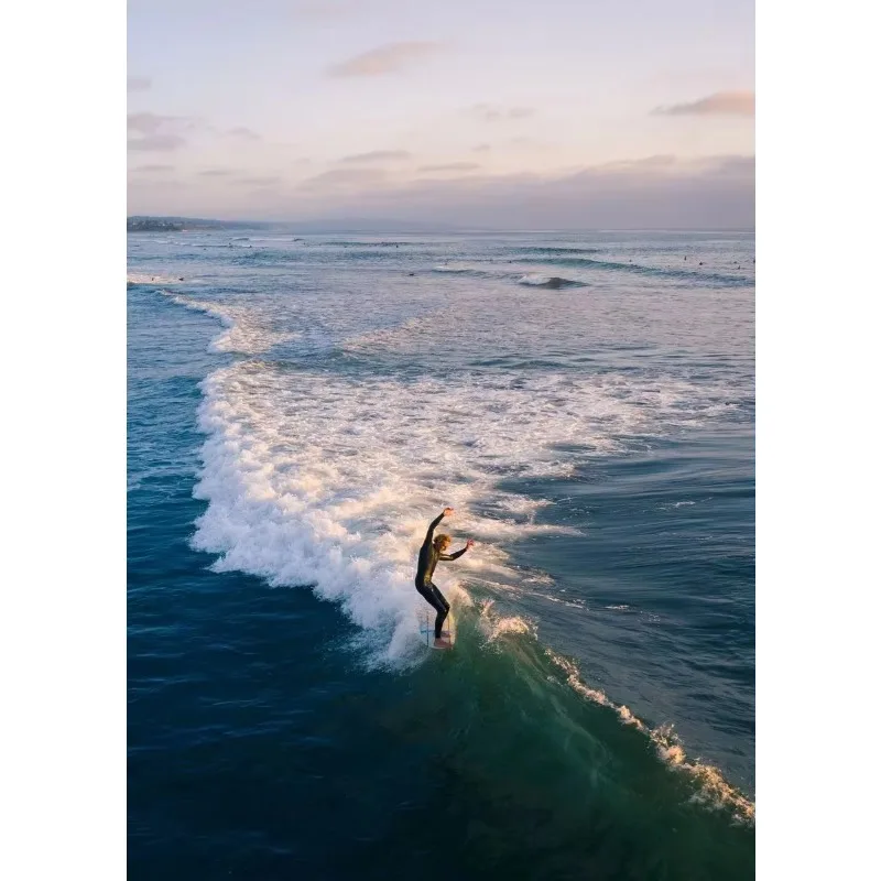 1pcs(No frame)Beach Sunset Surfer Surfing Colorful Wave Surreal Poster Canvas Painting and Prints Wall Art Holiday Picture fo