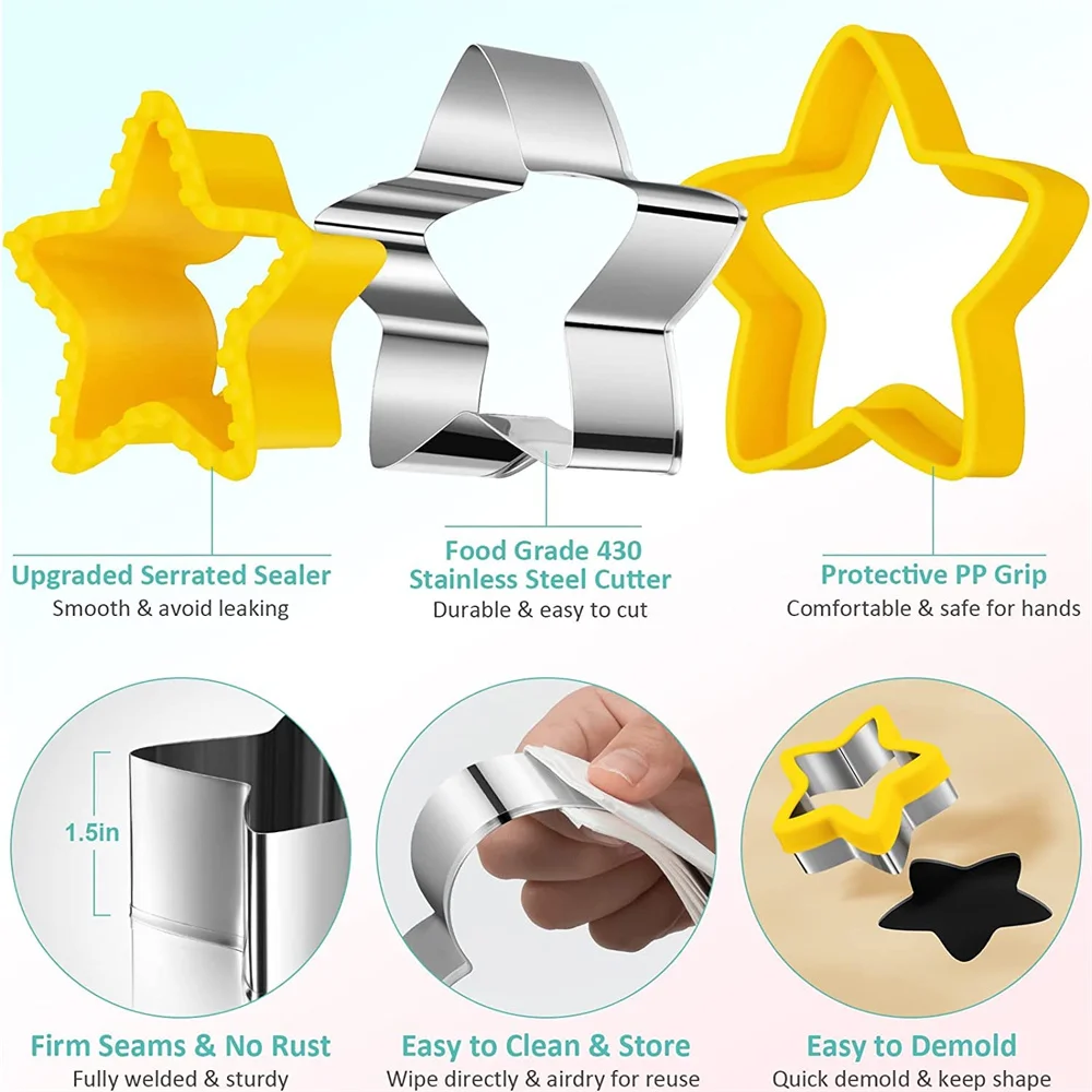 1PCS Geometric Sandwich Cutter and Sealer Set Food-Grade PP Sandwich Cutting Sealing Mould for Children