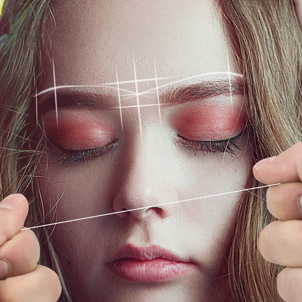 Bild 5: 30M Microblading Mapping Pre-ink String Augenbrauen-Make-up-Färbefaden Semi-permanente Positionierungslinie Augenbrauen PMU Messwerkzeuge