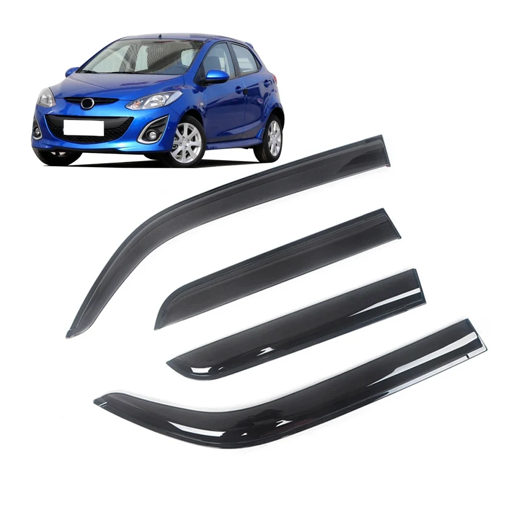 

Для Mazda 2 Demio 2002-2021 автоматические дефлекторы боковых окон, черные козырьки от дождя, дверной козырек, вентиляционные шторы, темный дым, вентиляционный козырек