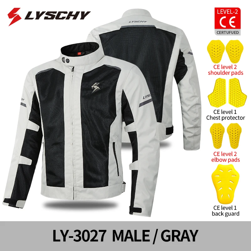 LYSCHY Men/Women's Couple Summer Breathable Mesh Riding Top Cloth CE1/2 Anti Drop Motorcycle Protective Gear Rally Racing Jacket