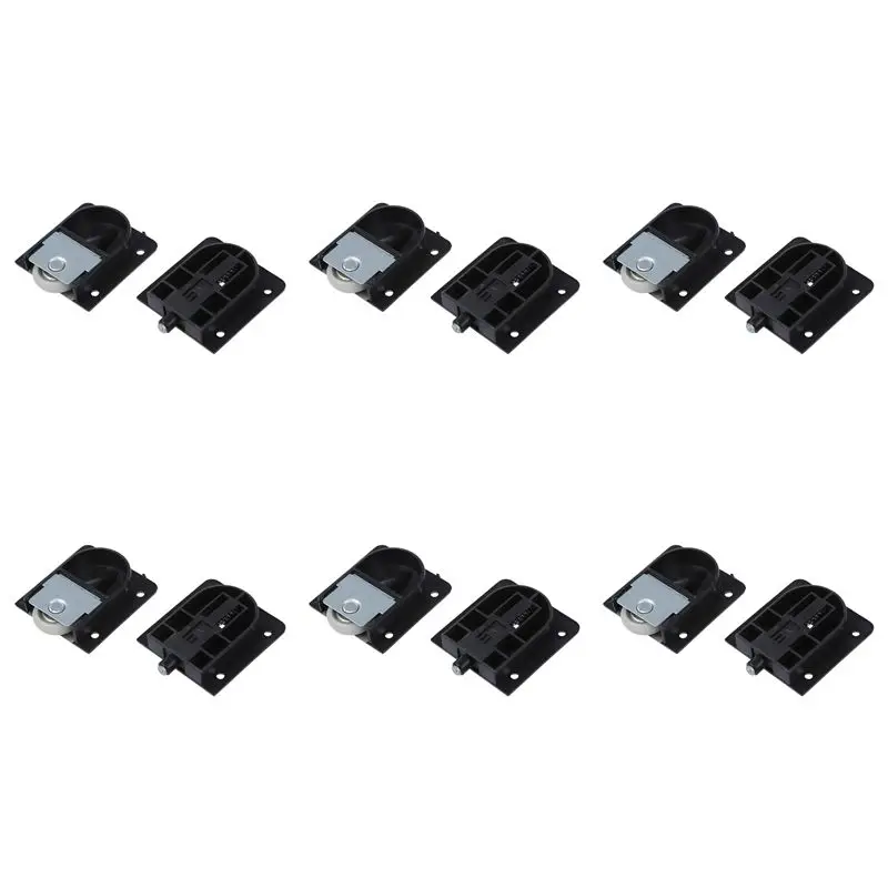 CYCLI-6X Wardrobe Black Plastic Plate 25Mm Dia Wheel Sliding Door Roller