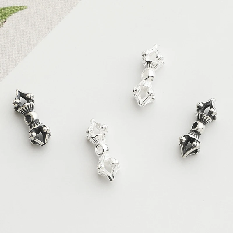 

1 шт. 100% стерлингового серебра 925 пробы Ваджра-разделительная бусина DIY струна в тибетском стиле ювелирные изделия ручной работы браслет ожерелье свободные бусины