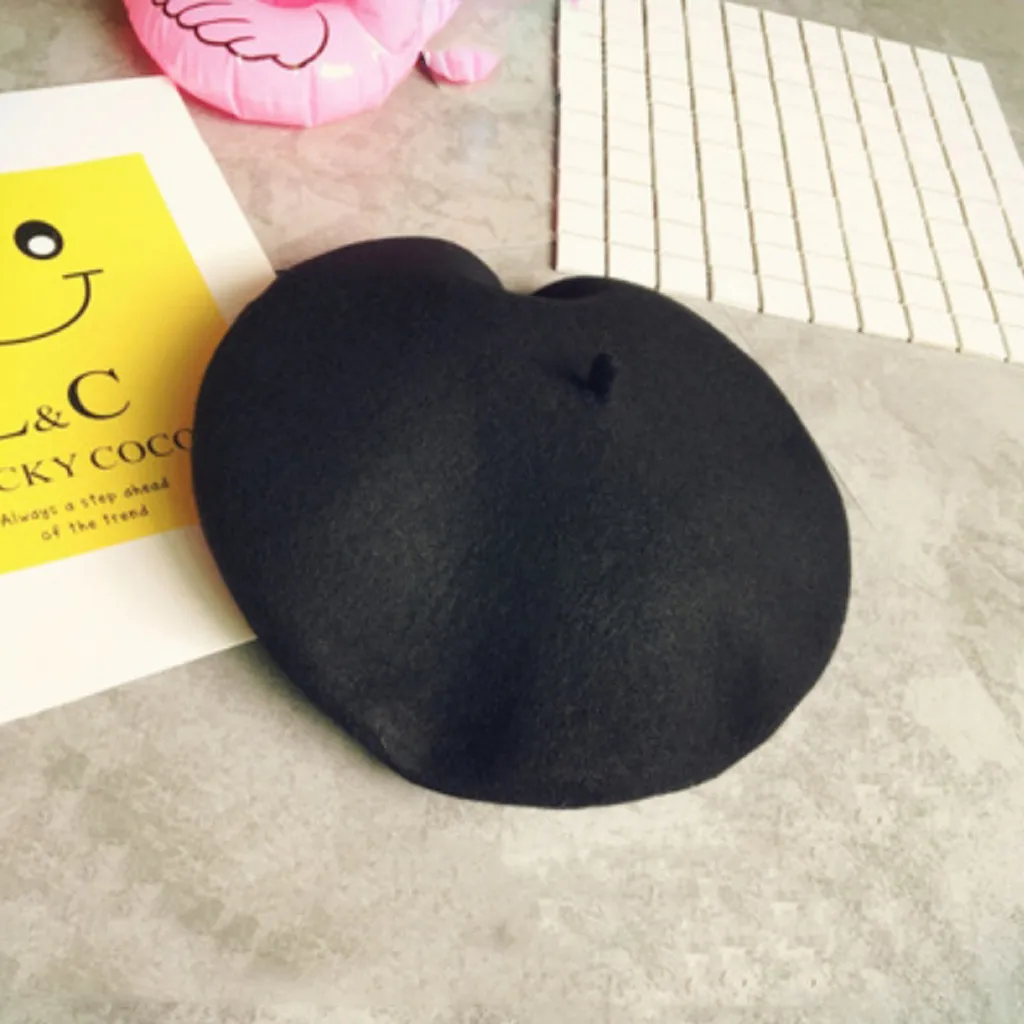 Vintage Solid Color Baby Brimless Beret Hat Spring Kids Boys Girls Scarf Wrap Color Beret Hat