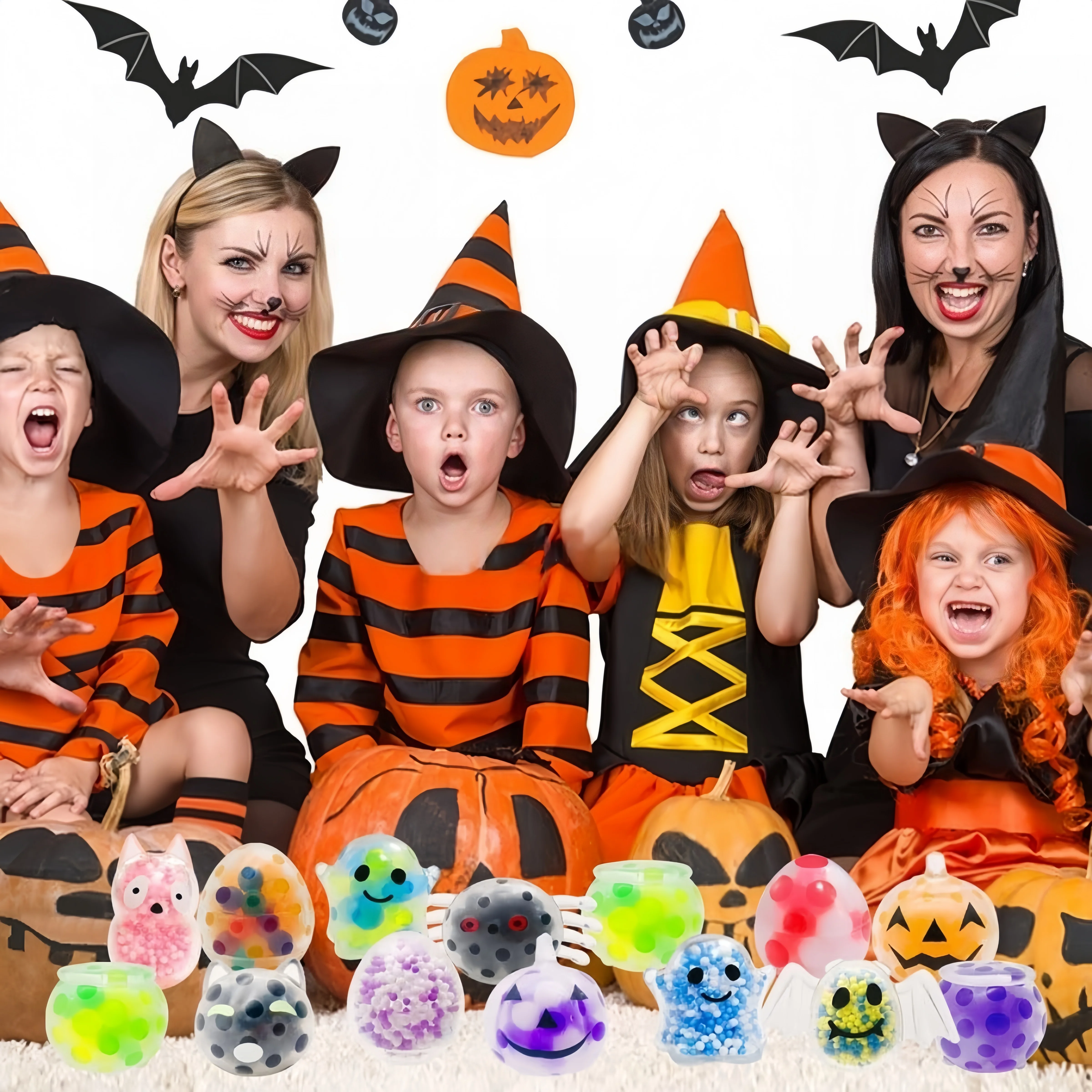 5–30 Stück süße Halloween-Squeeze-Stressabbau-Bälle für Halloween-Partys, Gastgeschenke, Geburtstagsgeschenke, Taschenfüller