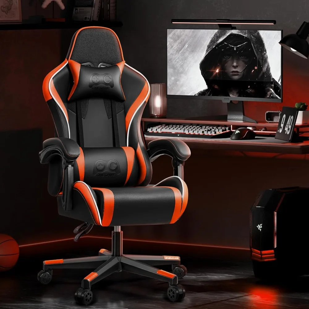 Gaming Chair, Ergonomic Computer Gamer Chair, Racing Style Swivel Office Desk Chair, Adjustable High Back with Lumbar Support