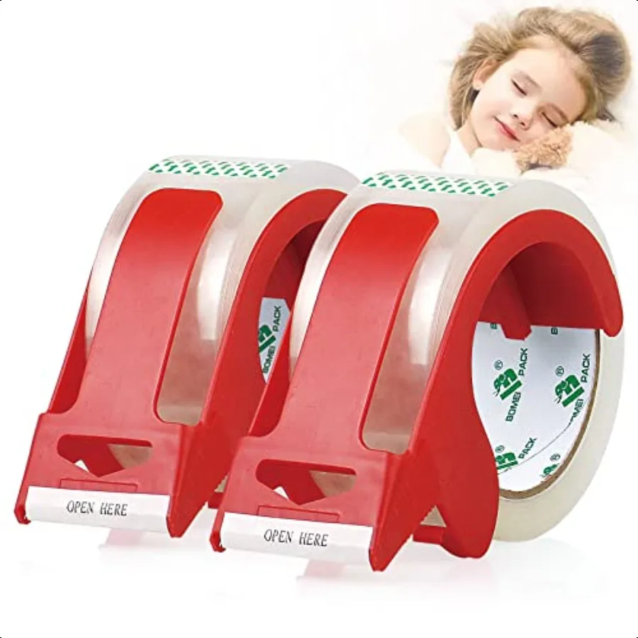 

Heavy Duty Clear Packing Tape2 Rolls with refillable Dispenser Noisel Packaging Tape 1.88 Inches x 55 Yards Industrial Grade Bo