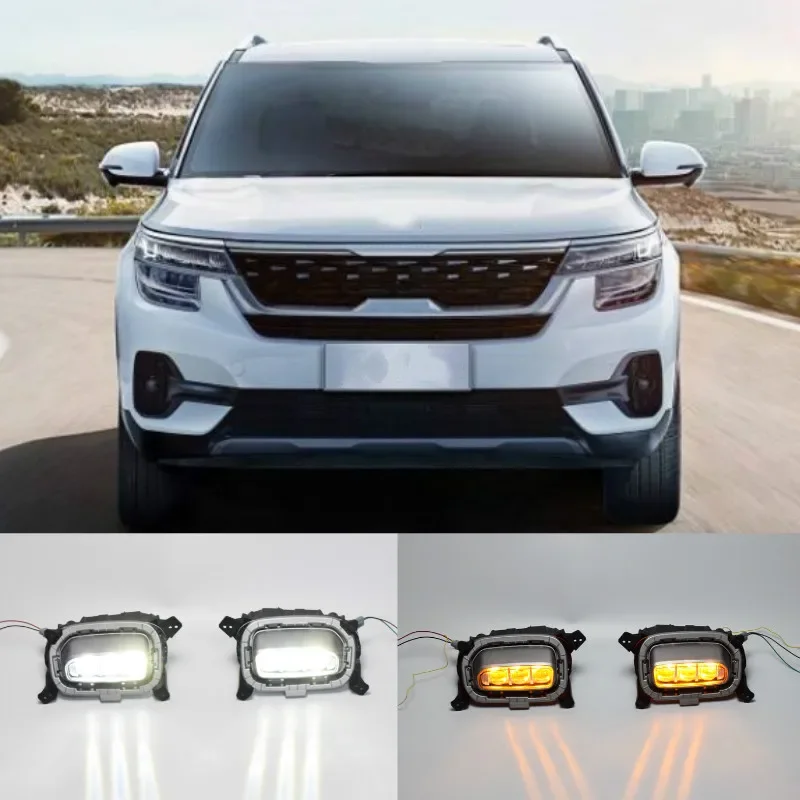 For Kia Seltos KX3 2020 2021 Turn Yellow Signal Relay 12V Car DRL Lamp LED Daytime Running Light