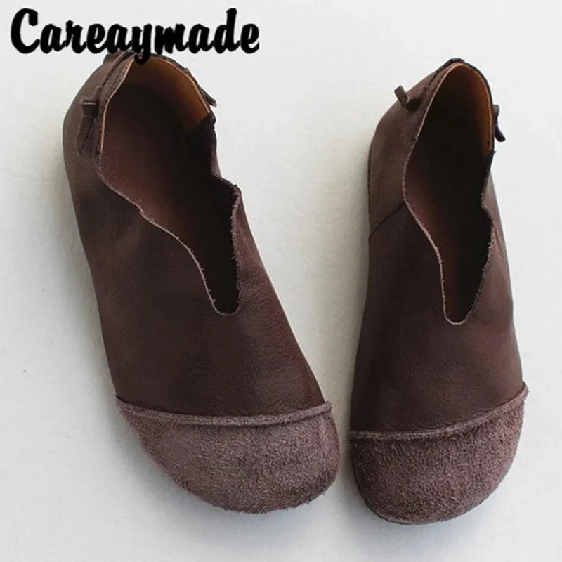 Careaymade-Genuine Leather pure handmade ladies' shoes,Large women's shoes,Women's casual comfortable soft sole Flats Man shoes