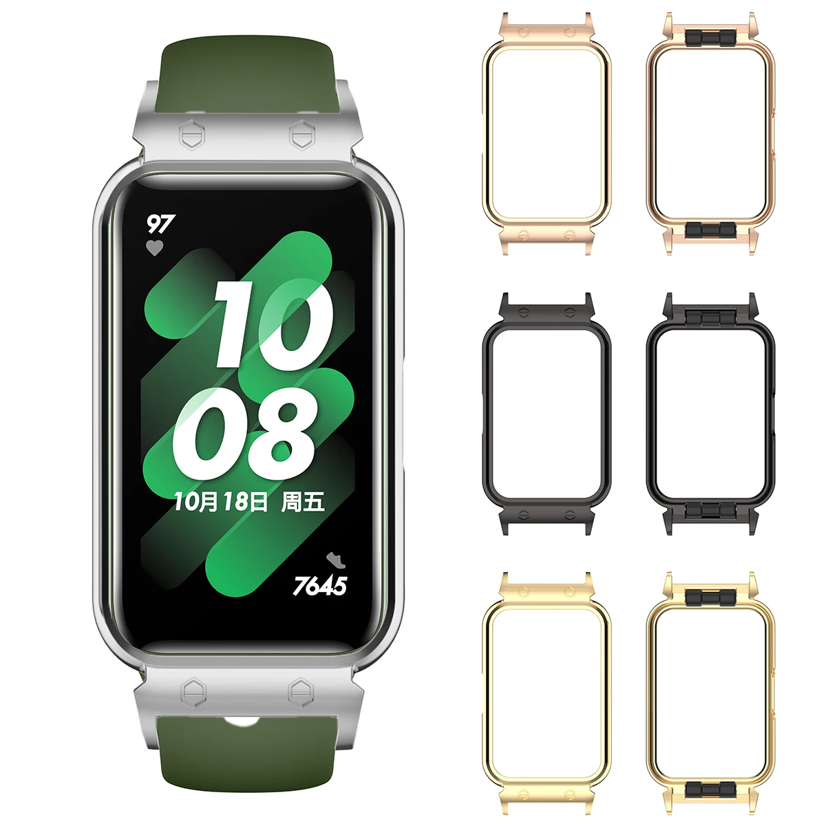 Metallgehäuse für Samsung Galaxy Fit3 SM-R390 Smart Watch Schutzabdeckung 18 mm Band Armband Lünette Hülle für Samsung Galaxy Fit 3
