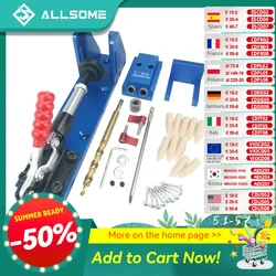 ALLSOME Wood Working Tool Pocket Hole Jig with Toggle Clamp and 9.5mm Drill Bit PH1 Screwdriver For Carpenter Hardware