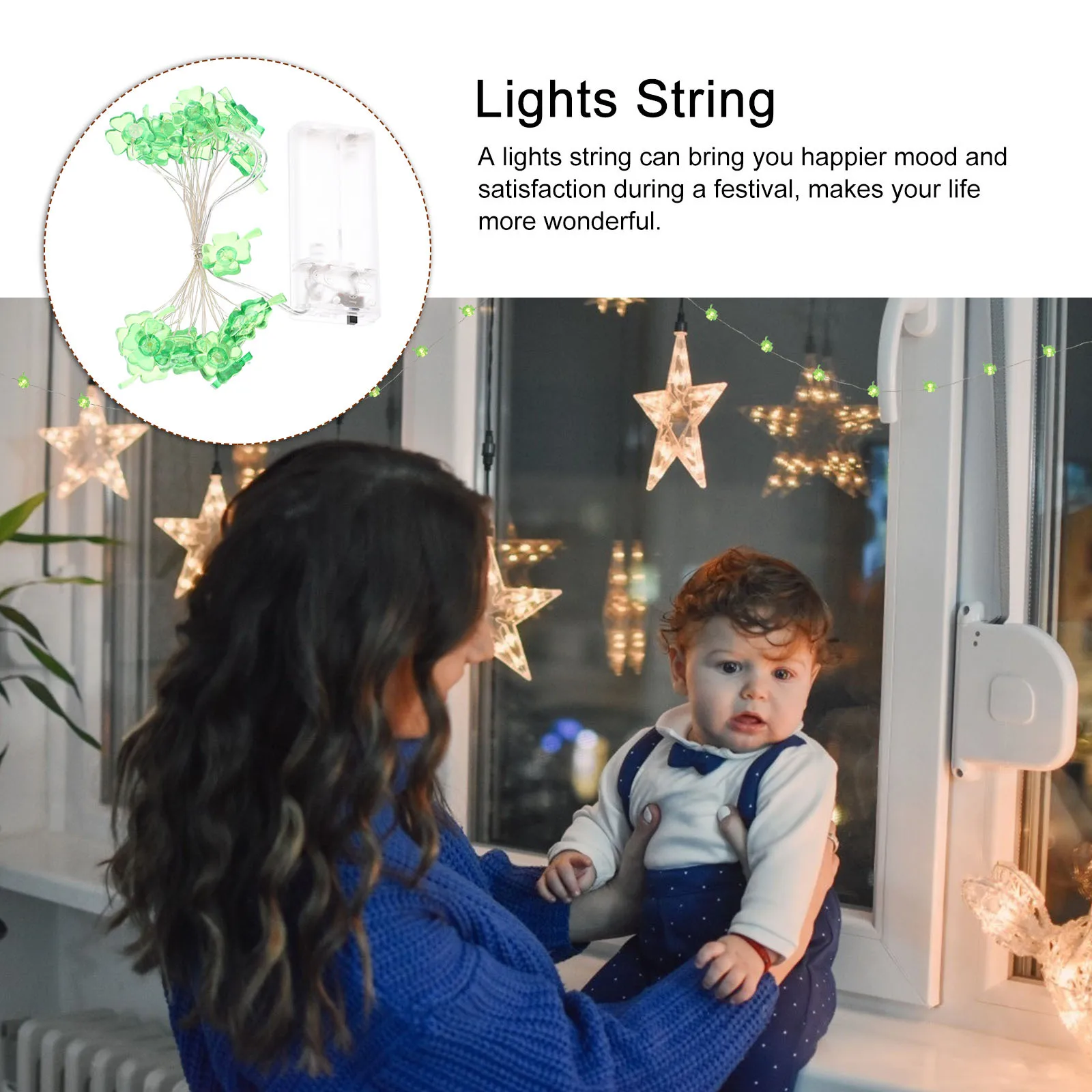 

20 Leds Clover String Light Decorative Rope Tape Light Operated Low Heat Safe for Christmas Thanksgiving Wedding Holiday