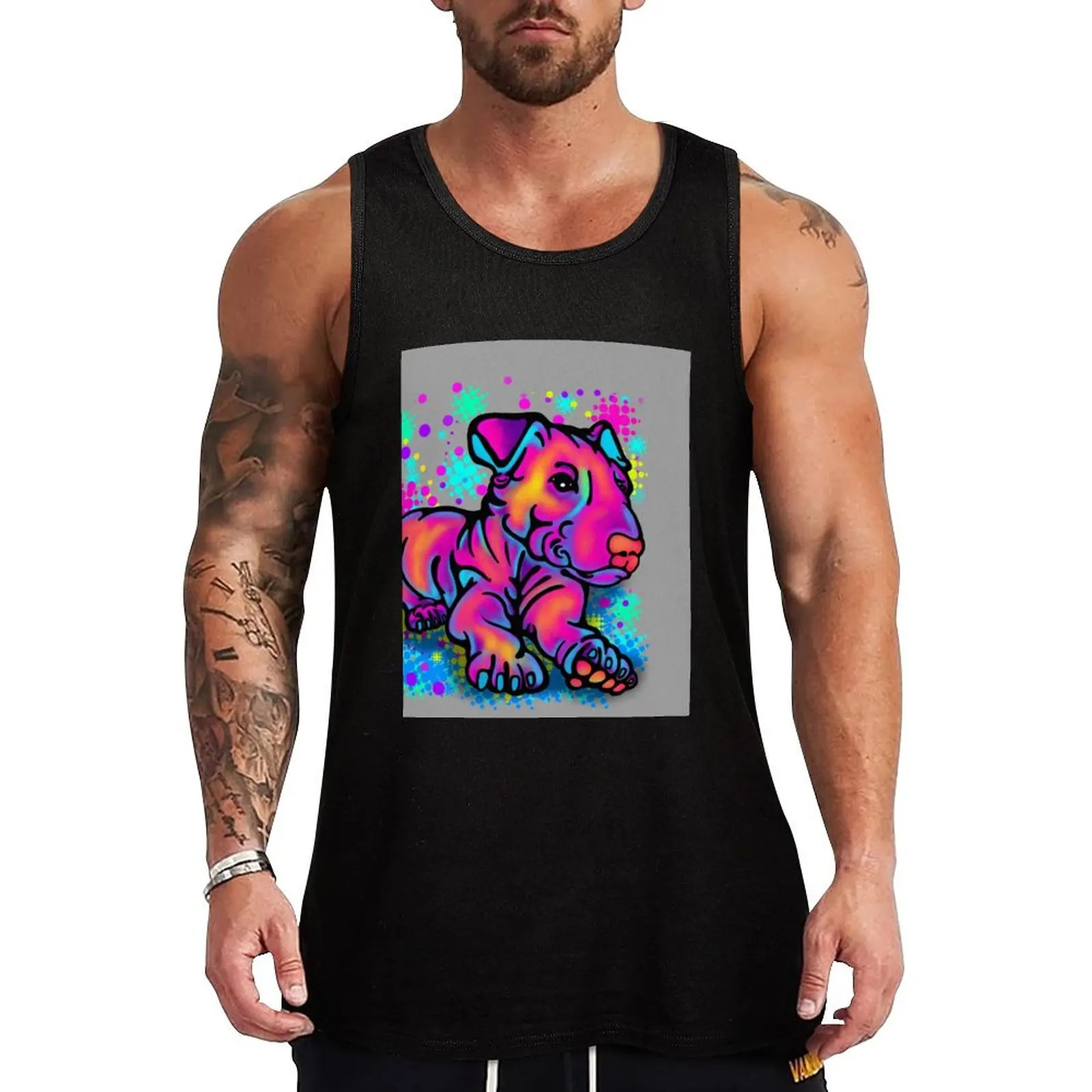 

Colour Splash Bull Terrier Pup Tank Top Fast Dry Tank Top Sports Athletic Sleeveless Shirt