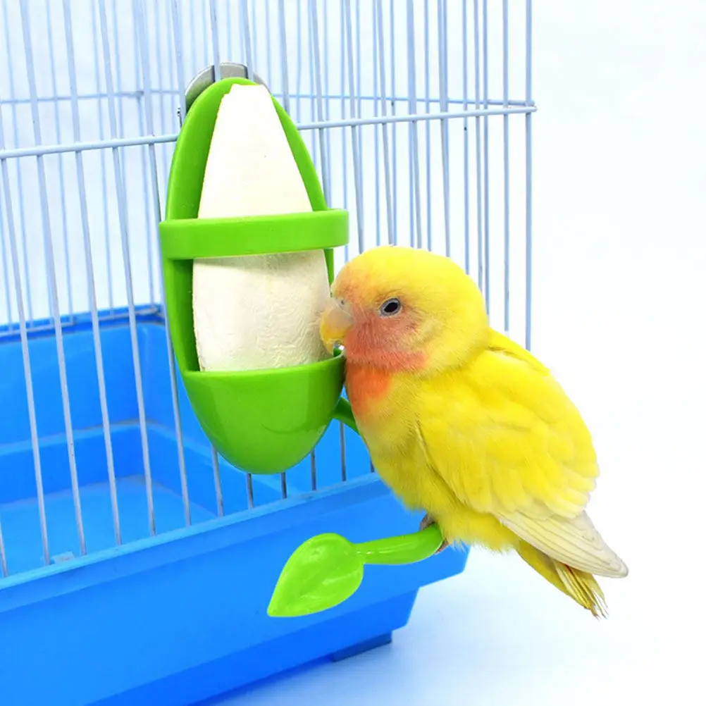 2Pcs Parrot Cuttlebone Holder Bird Cage Food Stand Vegetable Fruit Clip Feeder for Cockatiel Budgie Parakeet Calcium Supplement