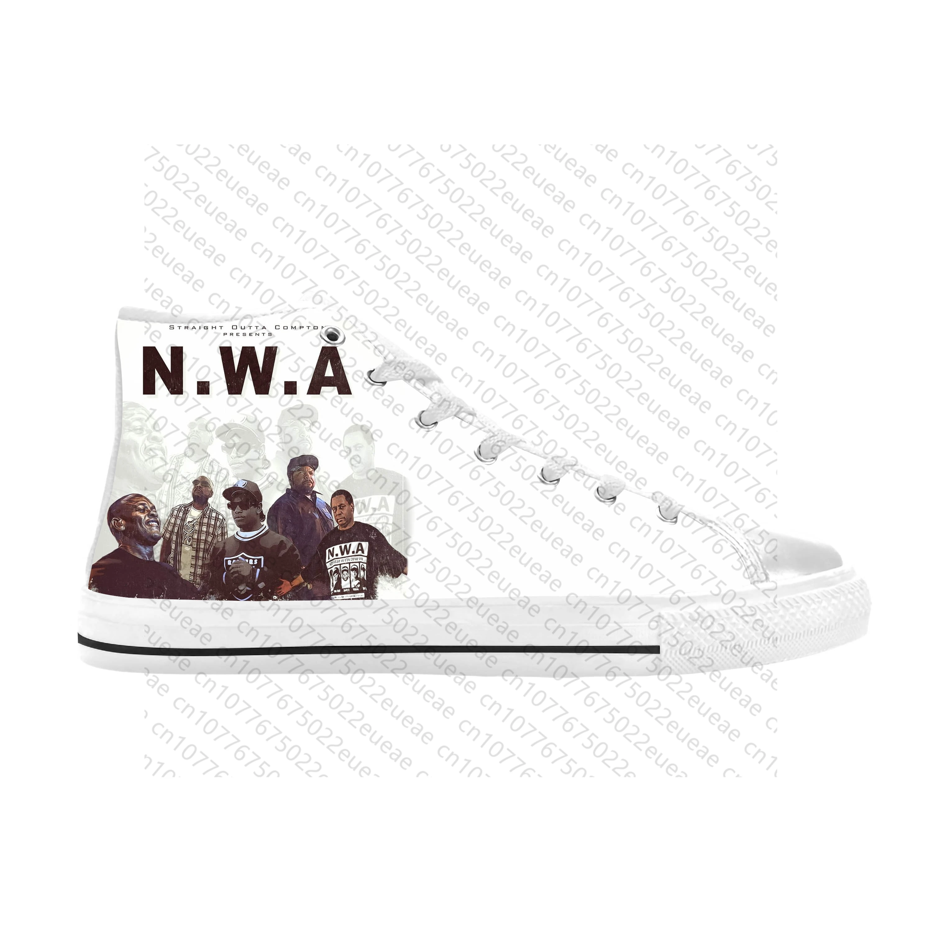 Nwa-tênis outta para computador masculino e feminino, sapato casual de pano alto, confortável, respirável, estampa 3D, rapper de hip hop rap, quente