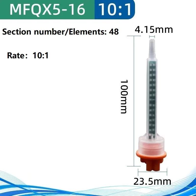 MFQX05-16L 10:1 epoxidová pryskyřice míchací tryska plastový statické směšovače míchací trubice plastový lepidlo lepidlo mixér statické směšovače