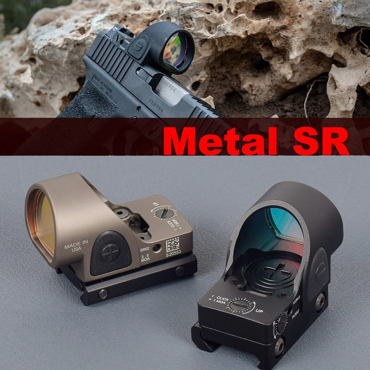 

NEW Tactical SR Red Dot Sight RM Red Dot Optics Riflescope Collimator Fit 20mmRail RMT Rifle Sight for Hunting Airsoft With Logo