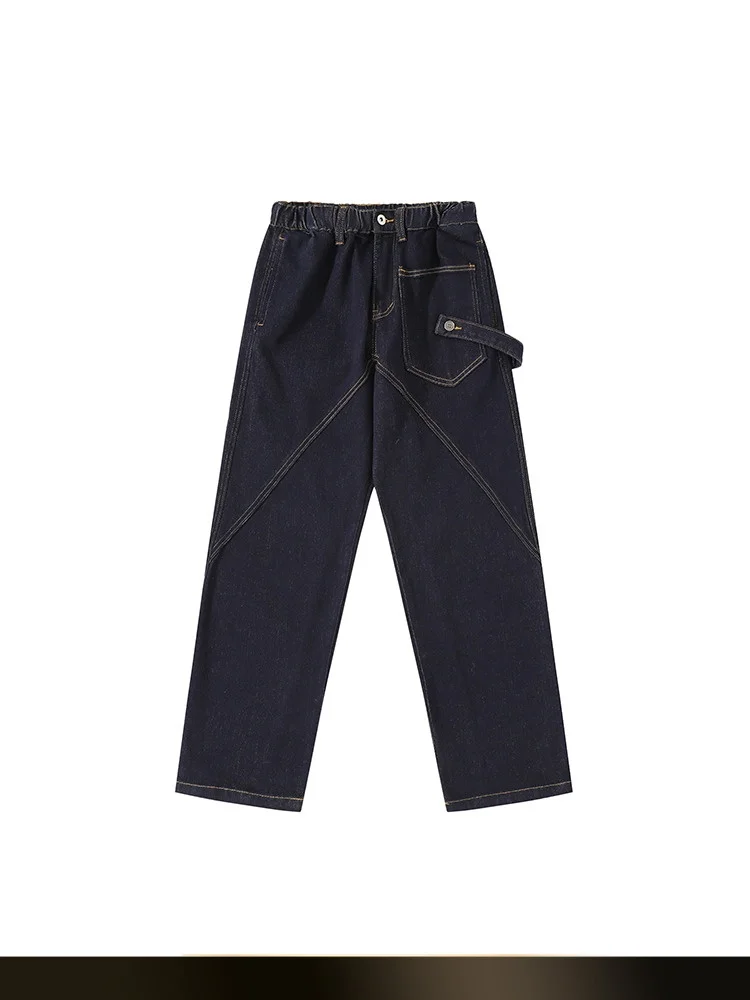 

Американские ретро-джинсы в стиле пэчворк с вышивкой, повседневные, прямого кроя, свободные, для весеннего уличного стиля, универсальные длинные брюки