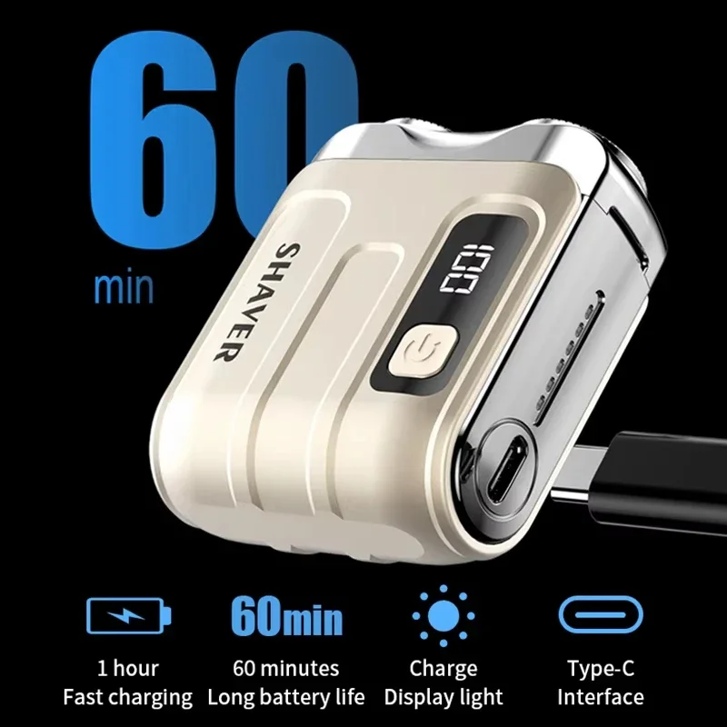 Lenovo Electric Shaver For Men Double Floating Magnetic Blade Head Portable Beard Knife Rechargeable MINI Rotary Electric Razor