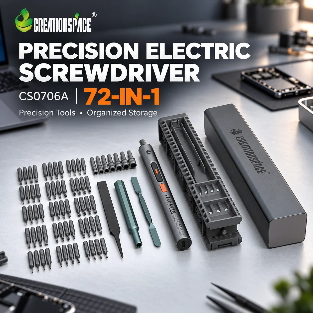 Creationspace Electric Screwdriver Rechargeable 3 Torque Settings Manual Electric Screwdriver for Electronics Repair DIY Tools