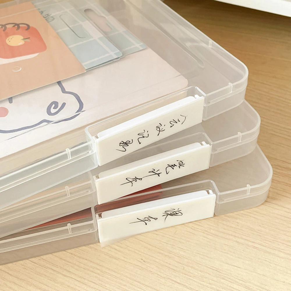 A4 Document Storage Box With Snap Buckle Transparent Plastic File Organizer Box Desk Stationery And File Box Office Supplies