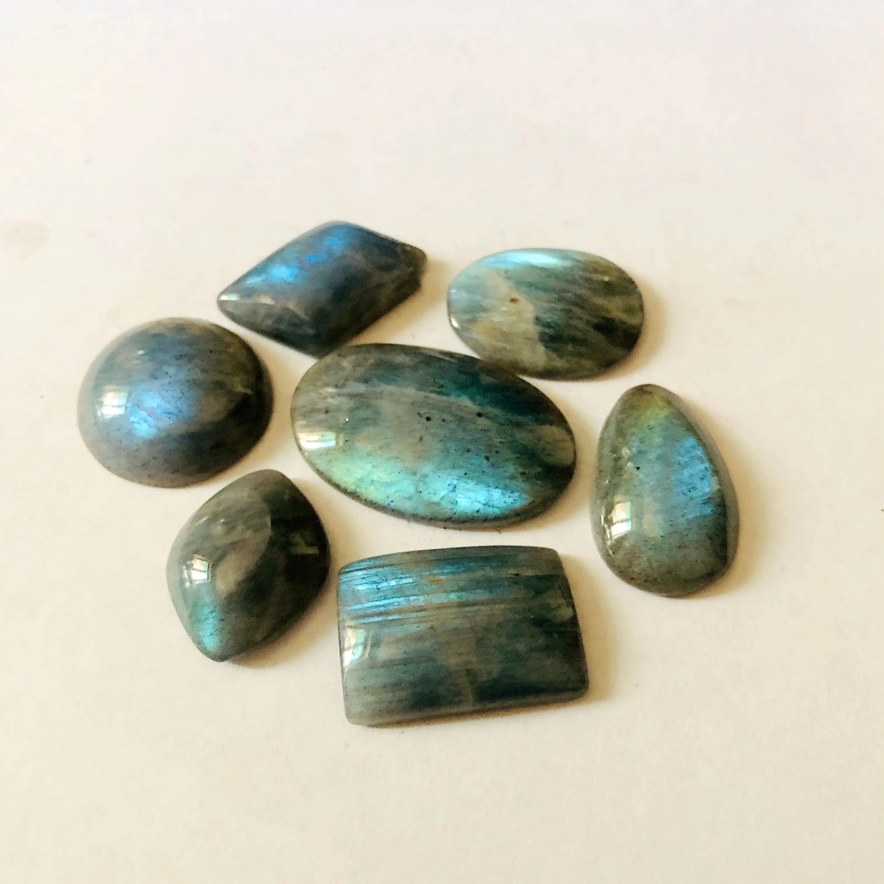 Wholesale Mixed 3pcs/lot Blue Flash Labradorite Bead Pendant 20-40mm Gemstone for Jewelry DIY