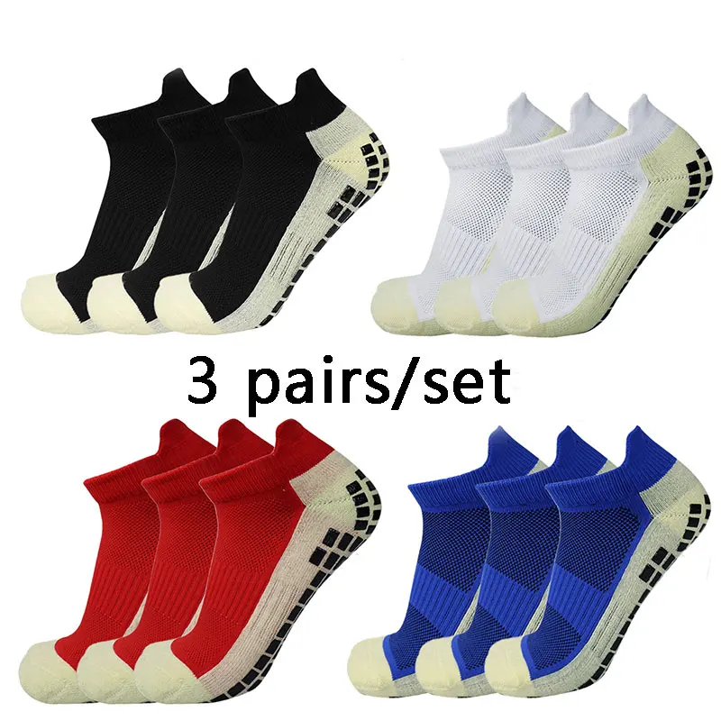 3 paia nuovi calzini da calcio da donna da uomo calzini da calcio con impugnatura antiscivolo in Silicone sportivo corto calcetines hombre futbol