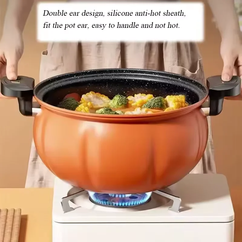  8L Pumpkin Micro Pressure Pot New Home Type Soup Pot Multifunctional Non Stick Pot Gas Stove Universal Soup Pot for Kitchen