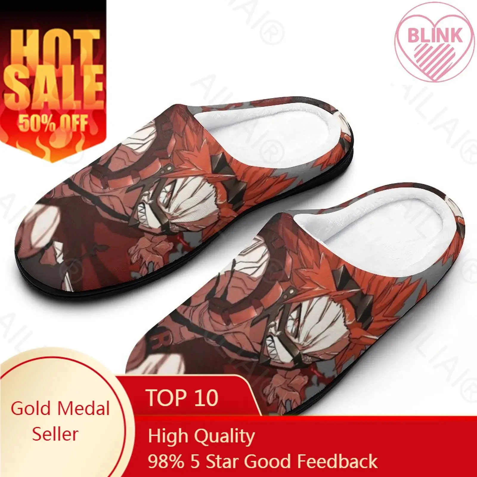 Kirishima Eijiro 6 sandalias de felpa informales para hombre y mujer, zapatos térmicos para mantener el calor, zapatillas de cama, mocasines de Anime Runner