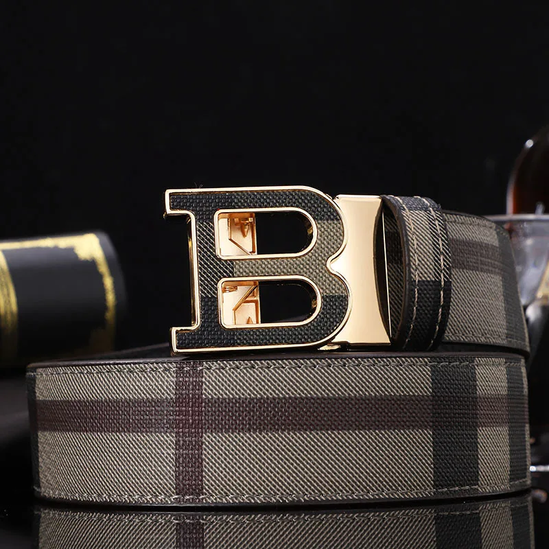 High Quality Luxury Brand Designer Canvas Belts Male Automatic B Buckle Men belts Genuine Leather Belt for men Strap for Jeans