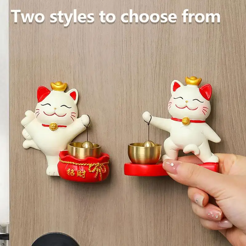 Decorative Door Bell Hang Door Bell Ring Doorbell Decoration Delightful Door Chime Attracting Wealth Adhesive Lucky Cat Design