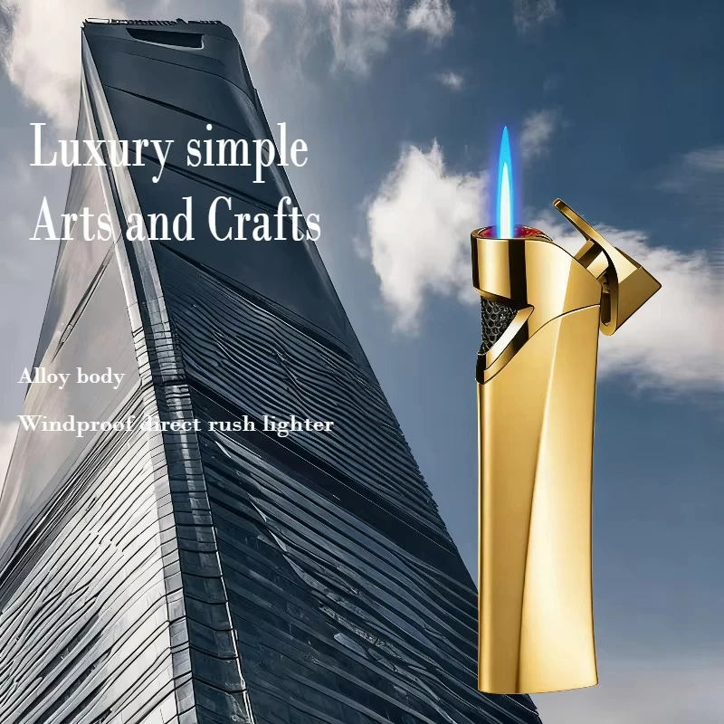 

New Fashion Color Portable Metal Strip Inflatable Lighter Windproof Blue Flame Mini Lighter High end Cigarette Accessories Gift