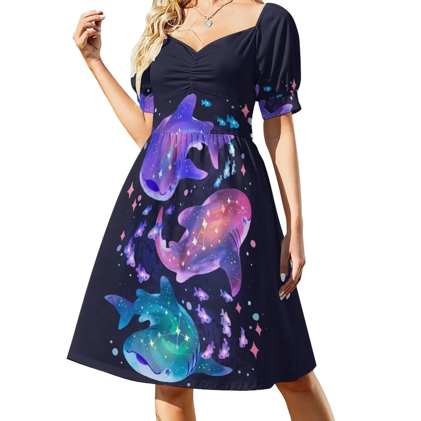 

Cosmic Whale Shark Short-Sleeved Dress clothing women summer 2025 beach dresses dresses for official occasions