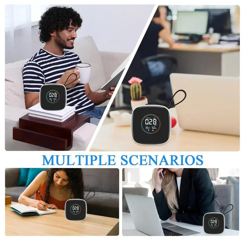 

ABFI Pm2.5 Detector Small LED Display With Strap Air Quality Monitor Multipurpose Home Humidity Tester For Bedrooms Living