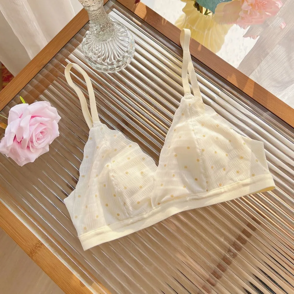 

Adjustable Lace Dot Wireless Deep V Bra Shockproof Mesh Brassiere for Women Anti-sagging Big Cup Push Up Underwear Yoga