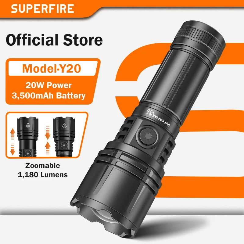 superfire-y20-強力な-led-懐中電灯-800-メートル長距離ズームランタン-usb-c-充電式メモリ機能付き緊急トーチ