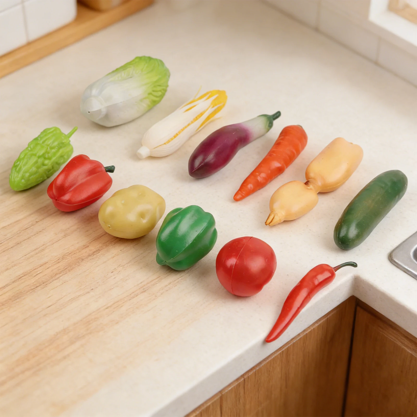 12 Pcs Artificial Vegetable Set Lifelike Plastic Fake Food Models For Home Decoration Photography Props Classroom Teaching Aid