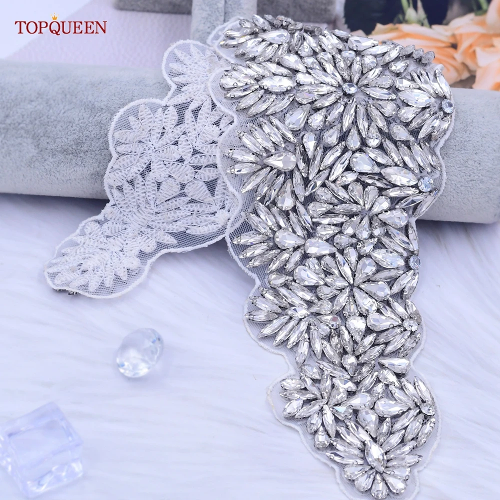 Topqueen S55 Zilver Dames Luxe Riem Volledige Shiny Rhinestone Dames Brede Sjerp Satijnen Lint Stones Wedding Bridal Accessoires