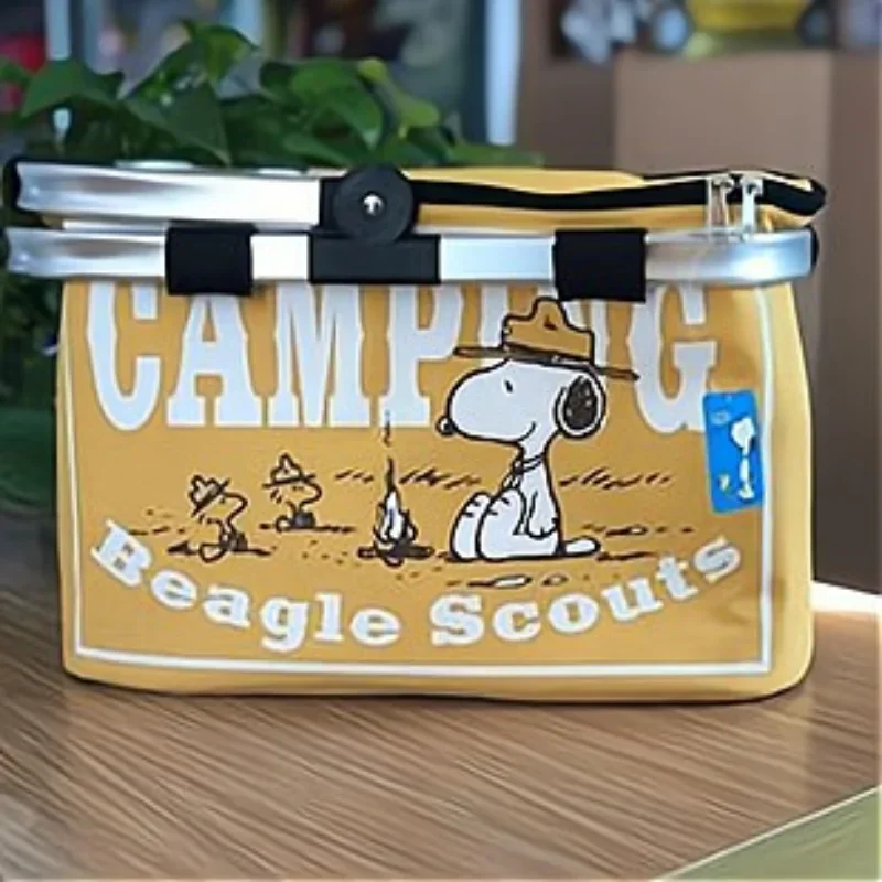 Snoopy Cooler Bag Outdoor Ice Cooler Bento Basket Cartoon Portable Camping Large Capacity Travel Foldable Food Picnic Storage