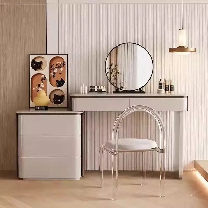 

#Nordic Style Foldable Dressing Table with Hair Mirror Modern Mini Makeup Artist Furniture for Small Bedroom Storage Feature