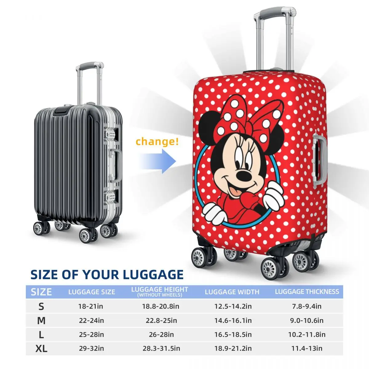 Custom Mickey Mouse Travel Luggage Cover Elastic Suitcase Cover Protector Fit 18-32 Inch